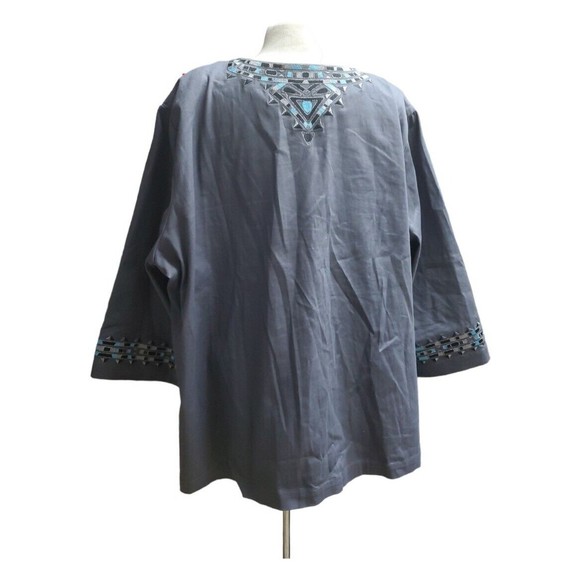 Bob Mackie Wearable Art Dream Catcher Gray Button Front Blazer Jacket - Picture 7 of 11